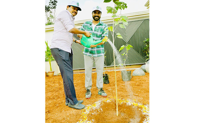 Mega powerstar Ram charan Plant saplings under green india challenge