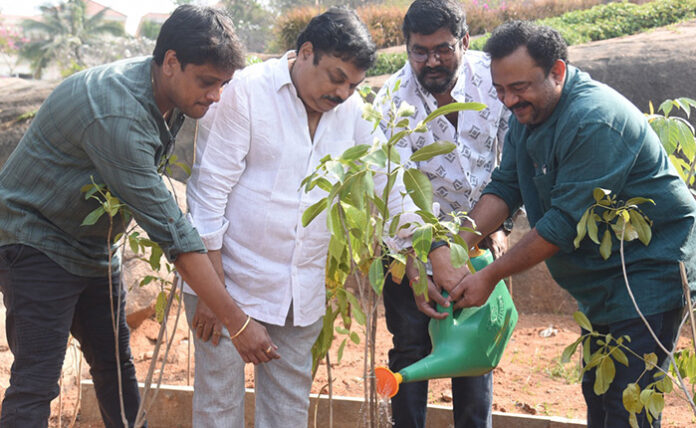 Producer BA Raju , Writer Sai Madhav Burra, Lakshmi Bhupal and Srikanth Vissa Plant Saplings