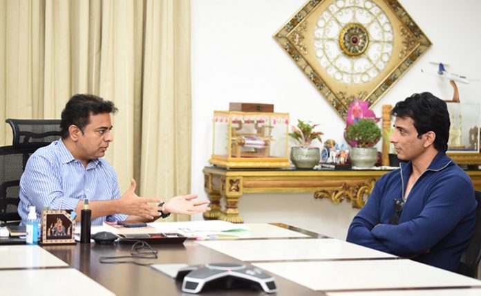 Sonu Sood Meets Minister KTR At Pragathi Bhavan