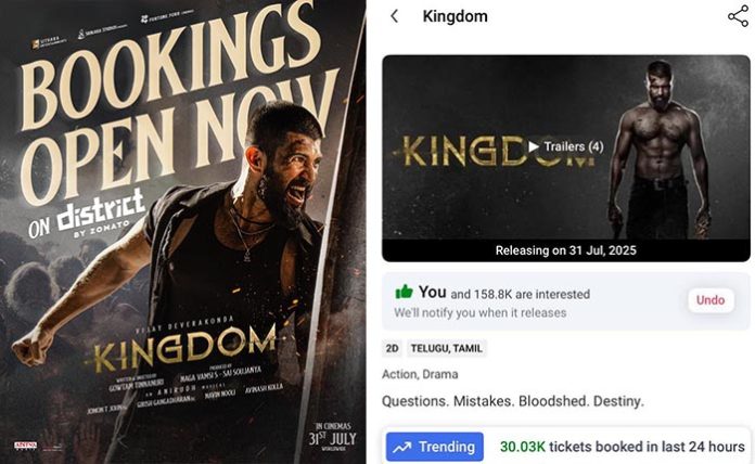 Vijay Deverakonda Kingdom Tickets Booking Open