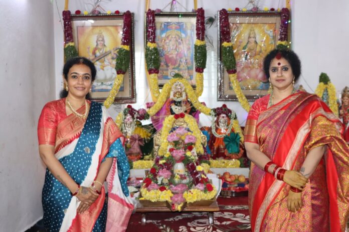 Nandamuri Mohana Roopa and Nandamuri Seemanthini Distribute Clothes at Sri Maha Subrahmanya Veda Vedanga Vidyapeetham